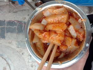 White laphing with soup at Laphing Stall  in Dharamshala