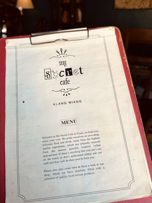 Menu at My Secret Cafe In Town in Chiang Mai