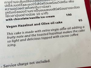 Menu: Vegan cake at My Secret Cafe In Town in Chiang Mai