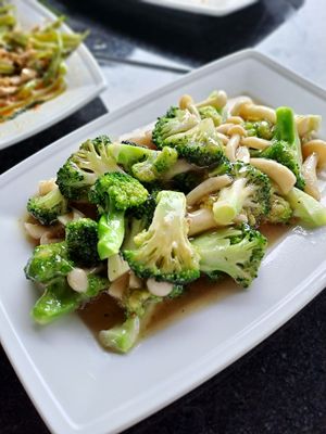 Mushroom sauce brollies at Veggie Café - Galaxy Star Angkor Hotel in Siem Reap