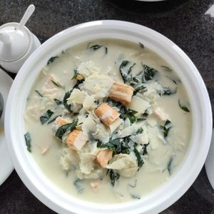 Bamboo shoots creamy veggie soup at Veggie Café - Galaxy Star Angkor Hotel in Siem Reap