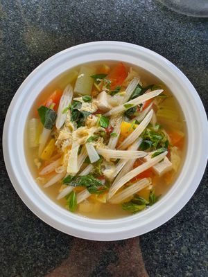 Tomaten 🍅 lotus sour Tofu Soup at Veggie Café - Galaxy Star Angkor Hotel in Siem Reap