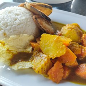 Crispy Eggplant Curry Rice Bowl at Veggie Café - Galaxy Star Angkor Hotel in Siem Reap