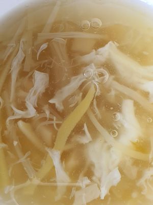 Mushroom and bamboo soup at Veggie Café - Galaxy Star Angkor Hotel in Siem Reap
