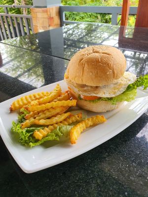 Egg Burger 🍔 at Veggie Café - Galaxy Star Angkor Hotel in Siem Reap