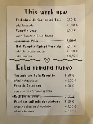 Nov 2023 specials  at Balino Yoga Café  in Sevilla