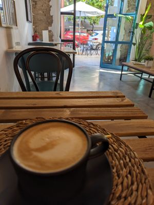 Oatmilk capuccino at Balino Yoga Café  in Sevilla