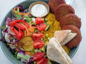 Falafel buddha bowl at Balino Yoga Café  in Sevilla