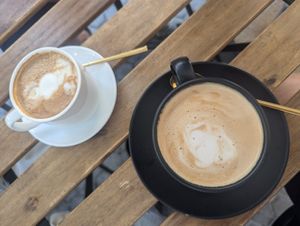 Cappuccino and latte with soy at Balino Yoga Café  in Sevilla