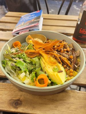 Mushroom bowl at Balino Yoga Café  in Sevilla
