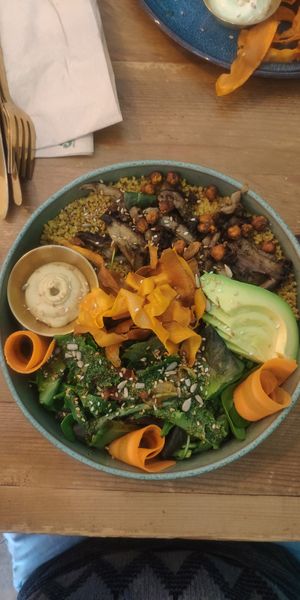 Mushroom bowl at Balino Yoga Café  in Sevilla