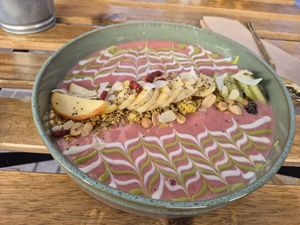 Root smoothie bowl at Balino Yoga Café  in Sevilla