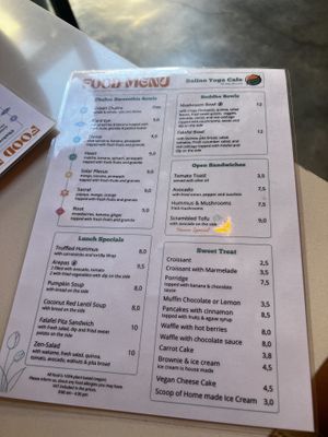 Menu  at Balino Yoga Café  in Sevilla