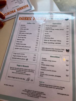 Menu  at Balino Yoga Café  in Sevilla
