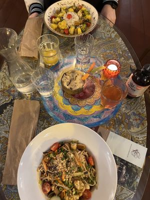 The pad thai and yellow curry for mains  at PSI in Lisbon