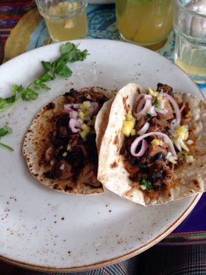 Vegan jackfruit tacos at PSI in Lisbon