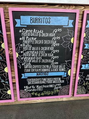 Burrito Menu  at Sugar Taco in Long Beach