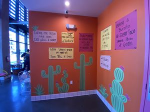 The wall by the bathrooms   at Sugar Taco in Long Beach