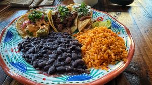 Carne asada, fish and potatoes   at Sugar Taco in Long Beach