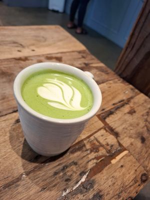 Matcha latte oatmilk at Maman in Washington