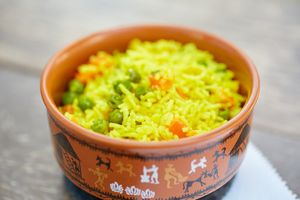 turmeric rice at Appus Cafe - Palo Verde Ave in Long Beach