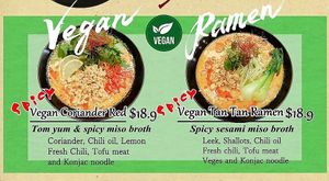 Cropped section of menu showing some options at Nagomi Japanese Dining in Cammeray