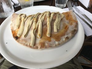 Hummus calzone pizza @ Burg Brasserie, Vaduz at Burg Brasserie in Vaduz