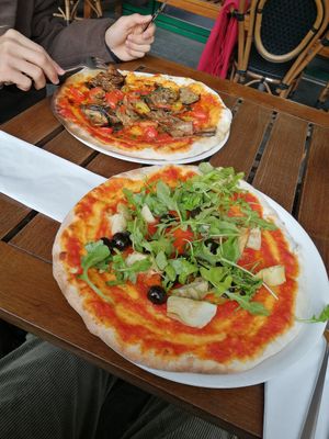 Lecce pizza and the other one is Mediterrana at Burg Brasserie in Vaduz
