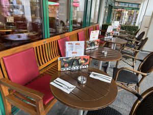 tables outside  at Burg Brasserie in Vaduz