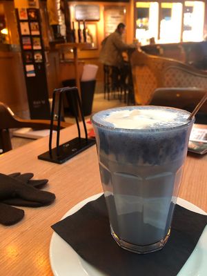 Smurf latte at Burg Brasserie in Vaduz