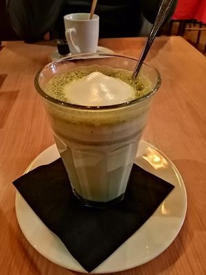 Vegan Matcha latte at Burg Brasserie in Vaduz