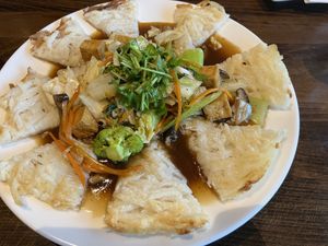 Chow fun crispy  at Happy Flower Eatery and Boba in Sunnyvale