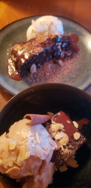 Chocolate cake and brownie at Le Grenier de Notre Dame in Paris