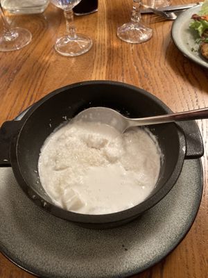 Coconut soup starter  at Le Grenier de Notre Dame in Paris