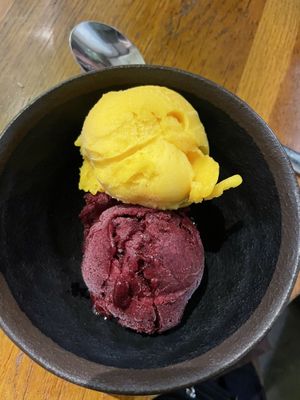 Sorbet selection for dessert  at Le Grenier de Notre Dame in Paris