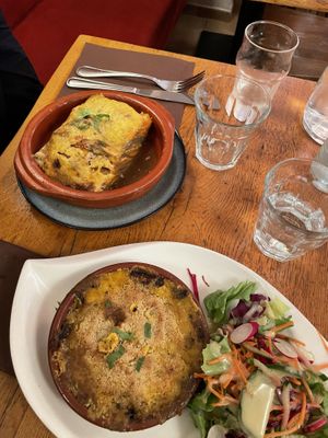 Mains: Potato dauphinois (left) and mushroom gratin  at Le Grenier de Notre Dame in Paris
