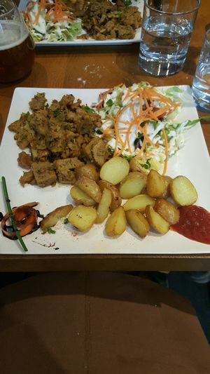 lovely vegan kebab special at Le Grenier de Notre Dame in Paris