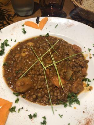 Lentils , plate of the day at Le Grenier de Notre Dame in Paris