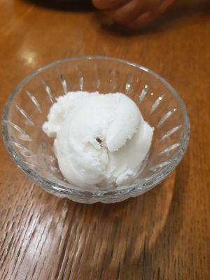 Coconut sorbet at Le Grenier de Notre Dame in Paris