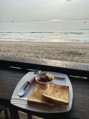 Toast with jam and peanut butter  at Beach Shack Chalet in Tioman Island
