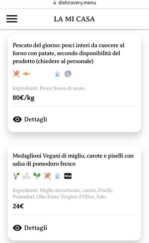 Vegan medallions  at La Mi Casa in Orbetello