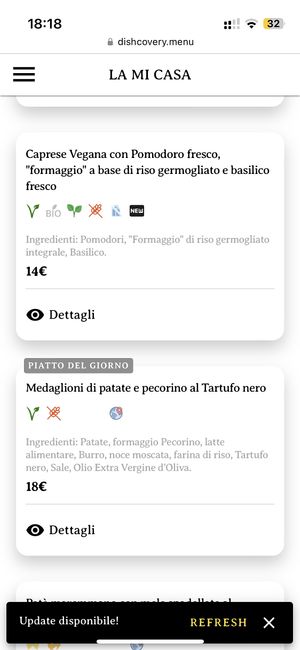 Vegan caprese  at La Mi Casa in Orbetello