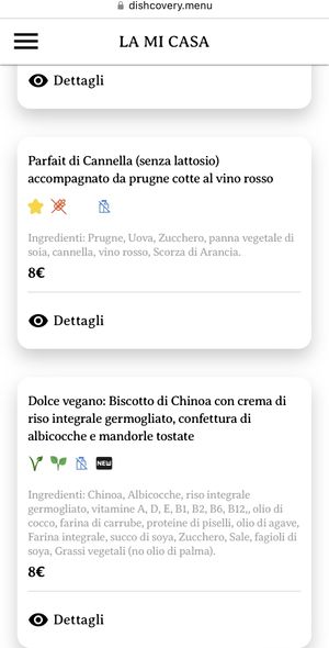 Vegan dessert  at La Mi Casa in Orbetello