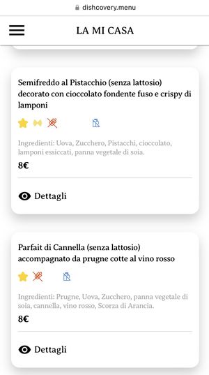 Dessert no lactose  at La Mi Casa in Orbetello