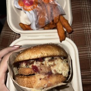 the gobbler and sweetheart fries  at Veggie Grill by Next Level - The Dome in Hollywood