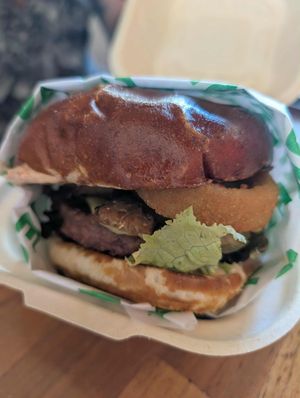 Bbq onion ring cheeseburger   at Veggie Grill by Next Level - The Dome in Hollywood