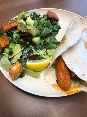 Buf Chick Wrap & Ceaser Salad  at Veggie Grill by Next Level - The Dome in Hollywood