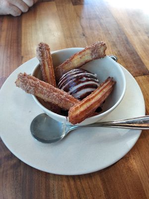 Churros and ice-cream at Veggie Grill by Next Level - The Dome in Hollywood