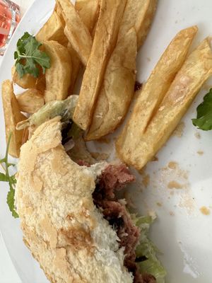 Plant based burger and chips  at Godenfang Restaurant in Walvis Bay