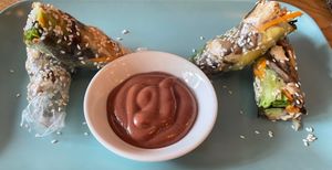 Summer rolls with peanut sauce (starter) at Non Viet Vegan in Glasgow